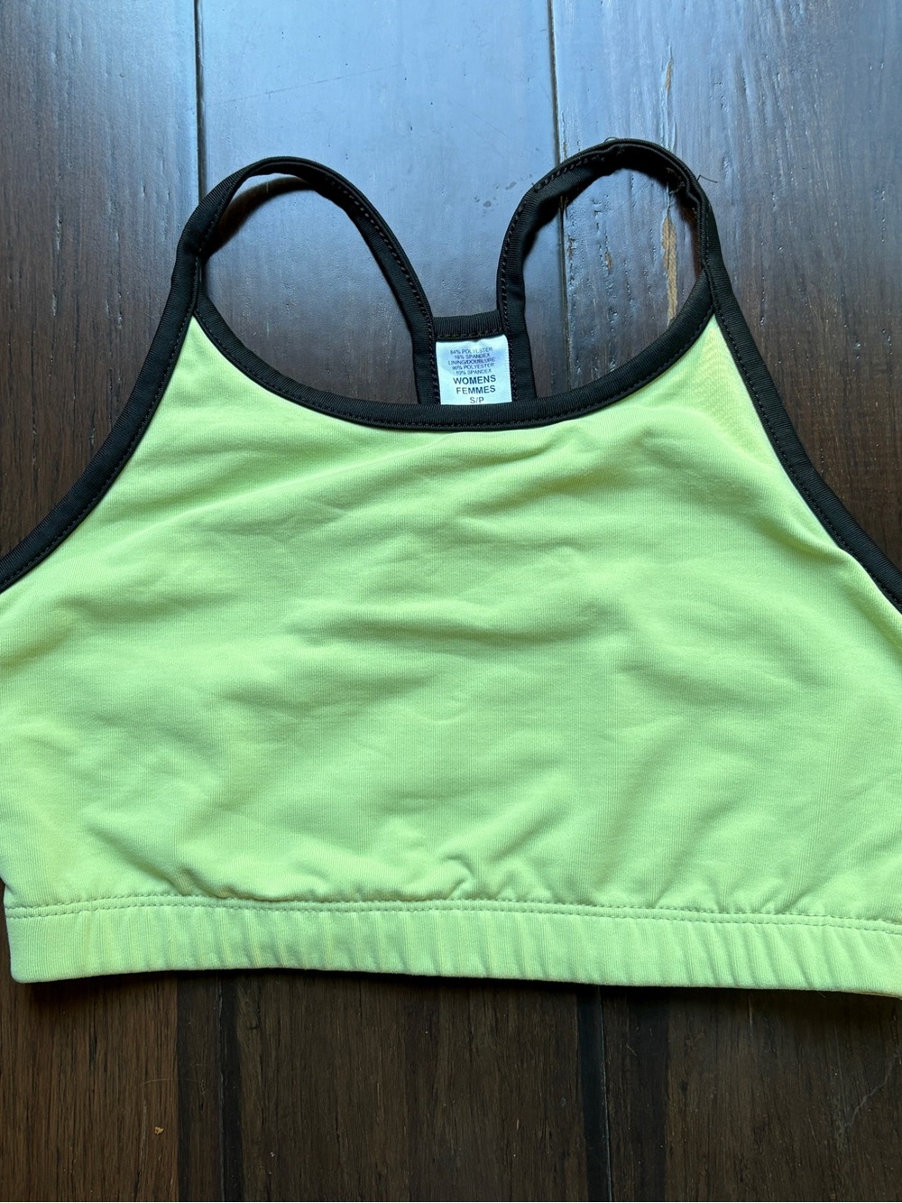 The North Face Women's Lime Green Sports Bra with Black Trim Small